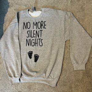 Gildan Gray Crewneck Sweater with Pregnancy Announcement